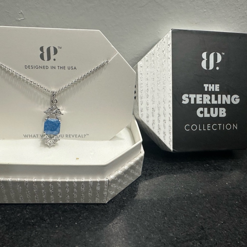 Silver and Blue Pendant Necklace